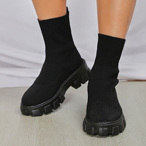 Bota Feminina Knit Plataforma Paris