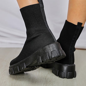 Bota Feminina Knit Plataforma Paris