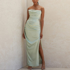 Vestido Longo Satin Bandeau