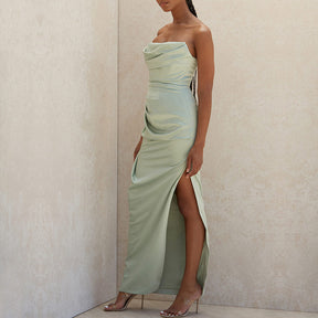 Vestido Longo Satin Bandeau