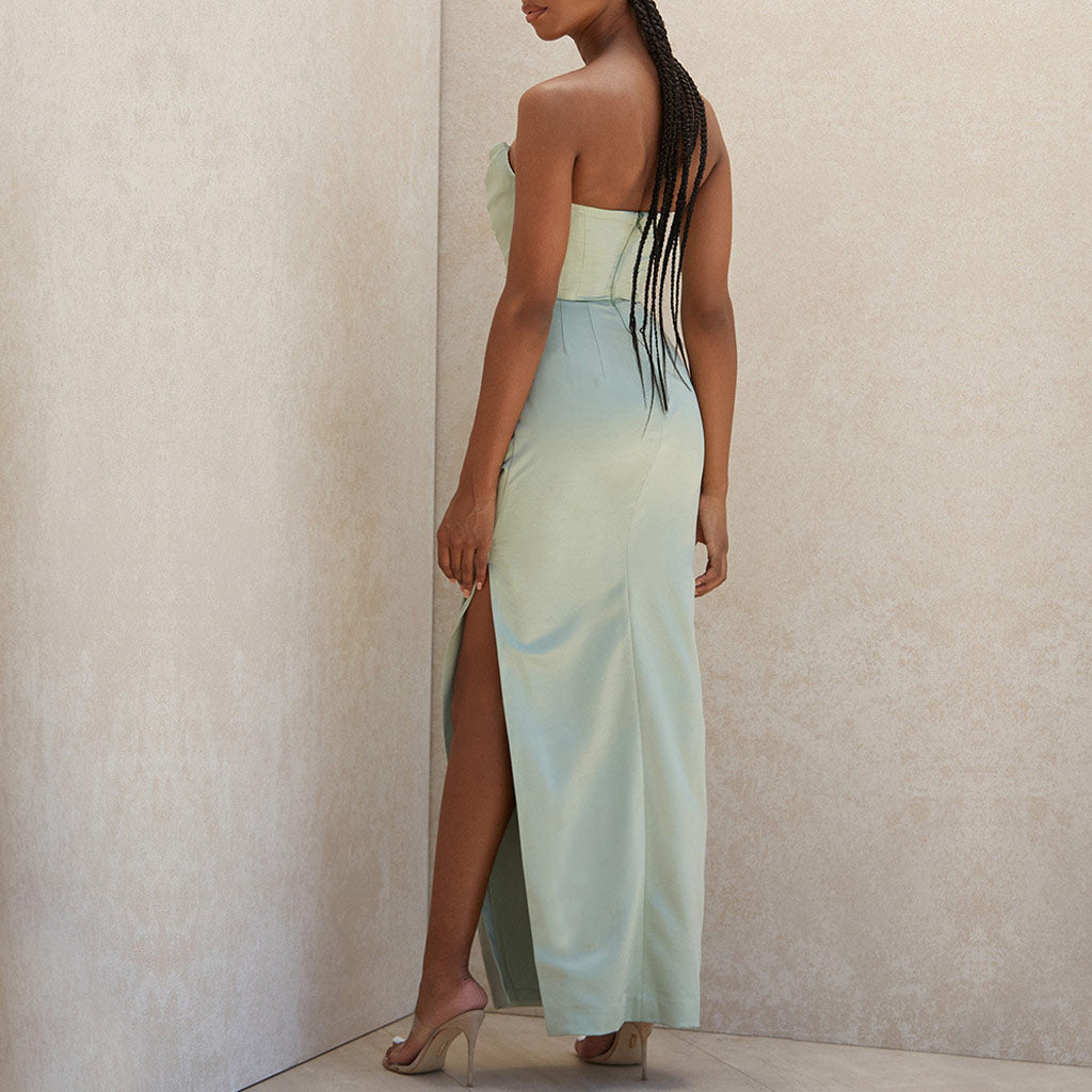 Vestido Longo Satin Bandeau